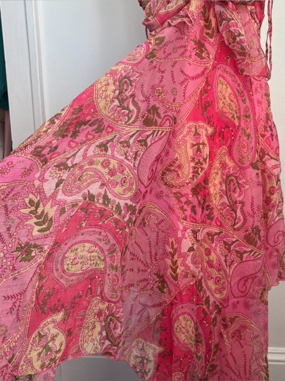 Pink Paisley Anthropologie Medium “Chaundry” Fairy Asymmetrical Cami Dress - Picture 3 of 5